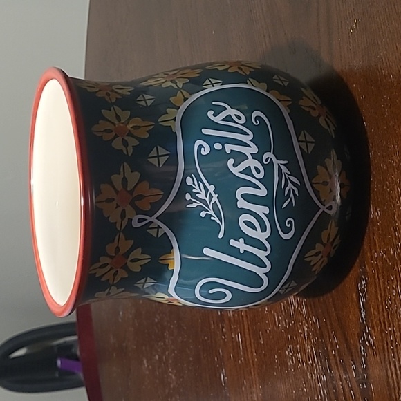 Pioneer Woman Vintage Geo Large Belly shape Utensil Crock No longer available EC - Picture 3 of 10